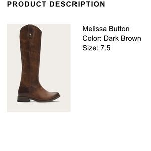 Frye Melissa Button boots- dark brown- 7.5